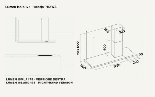 Okap wyspowy Falmec LUMEN ISOLA 175