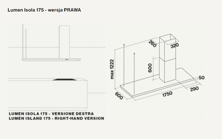 Okap wyspowy Falmec LUMEN ISOLA 175