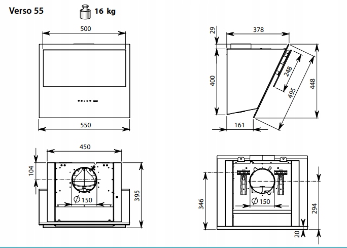 Okap Verso Easy 55 czarny 800 m³/h