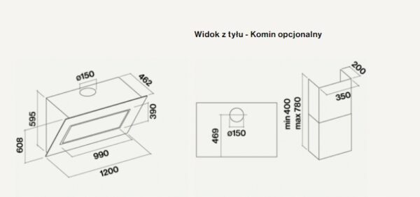 Okap Falmec QUASAR Szkło białe 120 cm