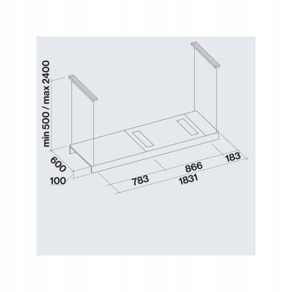 Okap czarny wyspowy Falmec Light Isola 180 cm led