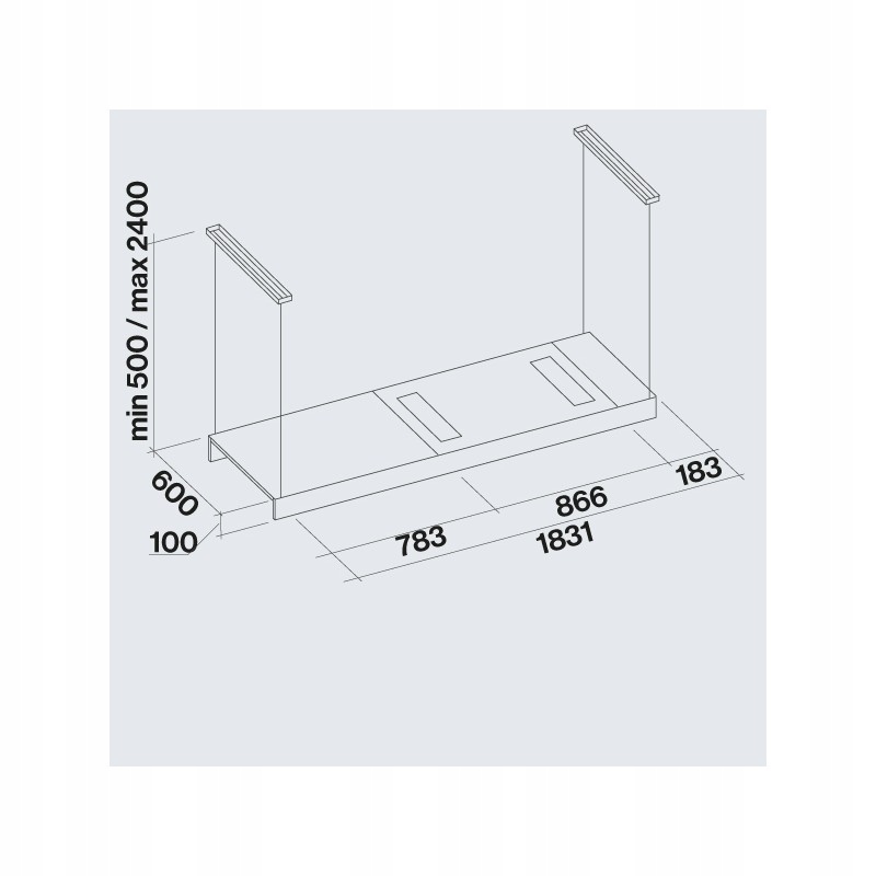 Okap czarny wyspowy Falmec Light Isola 180 cm led
