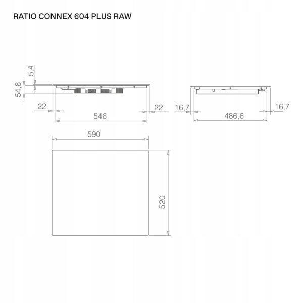 Płyta indukcyjna Elica RATIO CONNEX 604 PLUS RAW Czarne matowe szkło