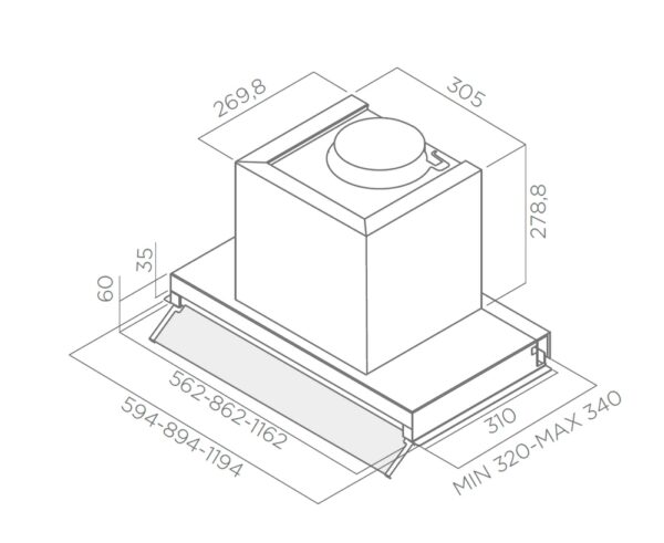 Okap do zabudowy Elica Box In IX/A/90