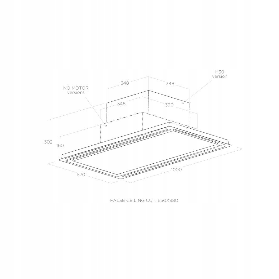 ELICA Okap sufitowy HILIGHT GLASS NO MOTOR WH/A/100 Biały