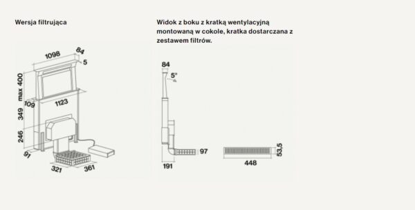 FALMEC Down Draft 120 czarny – korpus bez silnika