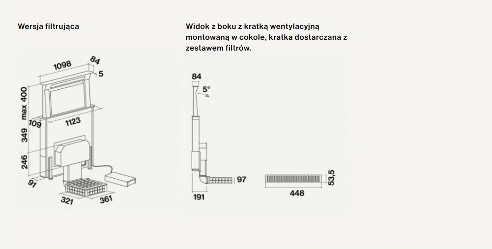 FALMEC Down Draft 120 czarny - korpus bez silnika